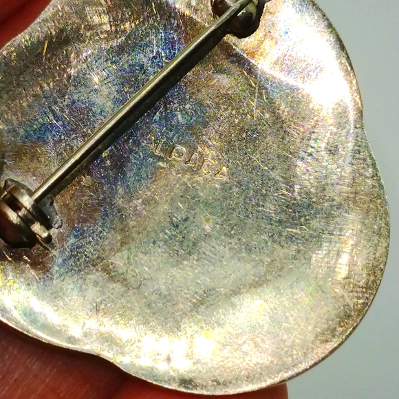 SOLD         Vintage Alpaca Mexico Silver and Abalone Shell Brooch - Picture 5 of 8